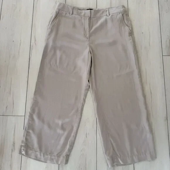 Talbots Flowy Wide Leg Ankle Pants Women’s 16P Beige - Picture 4 of 16